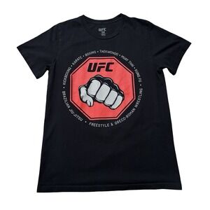 UFC Men's Retro Graphic Logo T Shirt Black Size Medium 19 x 27